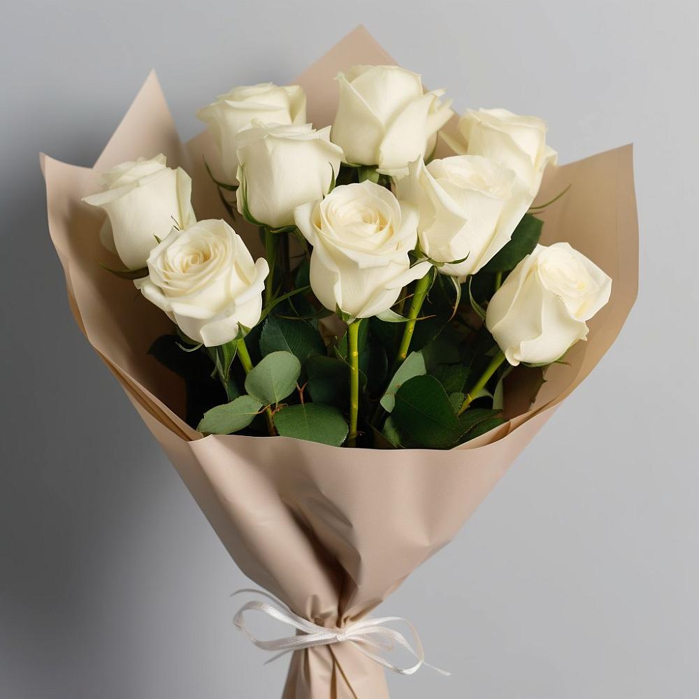 Букет 9 Белых роз Эдлесс Лав в Малеевке