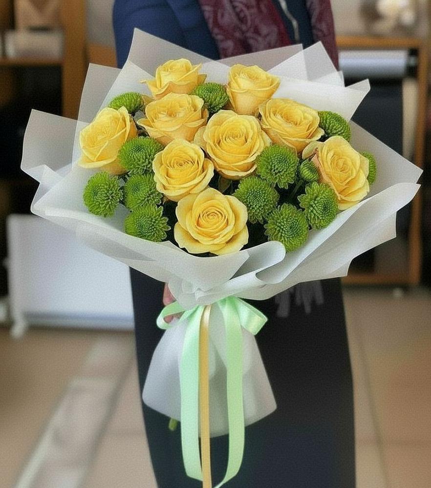 Букет цветов из: Хризантемы и Розы в Малеевке