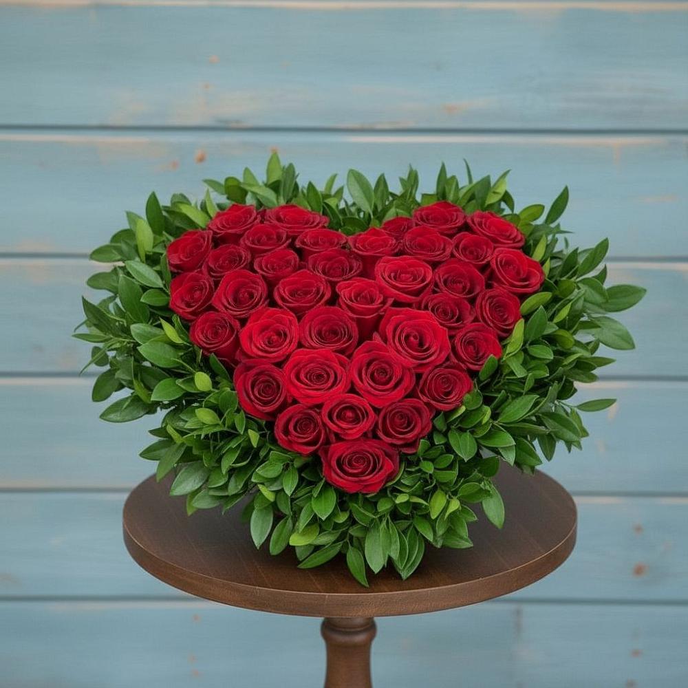 Цветочная композиция из Розы в виде сердца в Малеевке