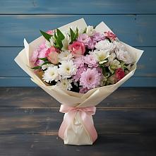 Букет цветов из:  Хризантемы, Альстромерии и Розы в Малеевке