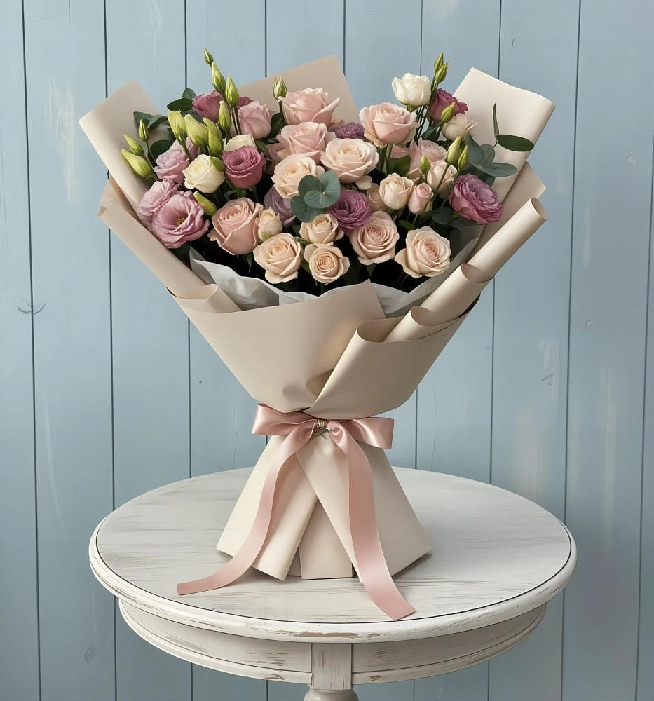 Букет цветов из: Розы и Лизиантусы в Малеевке