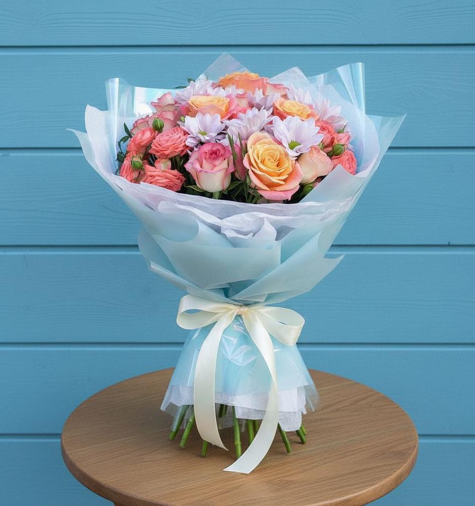 Букет цветов из: Хризантемы и Розы в Малеевке